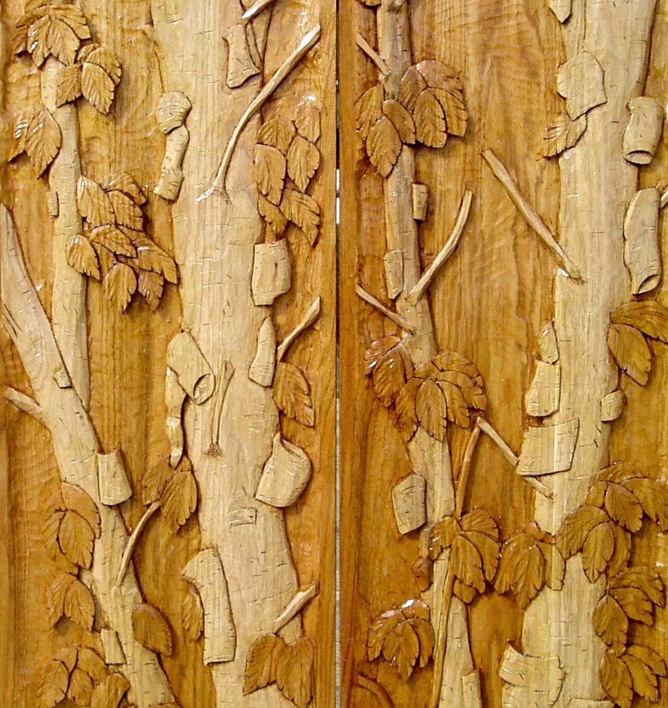 Completed carved Butternut panels for Carved Entry door