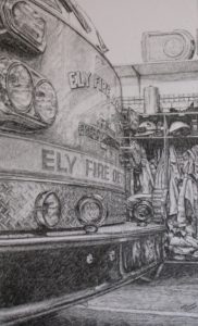 Fire Truck pencil drawing 18x11