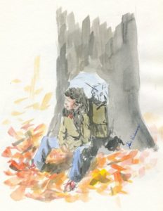 "Resting By a tree" Watercolor