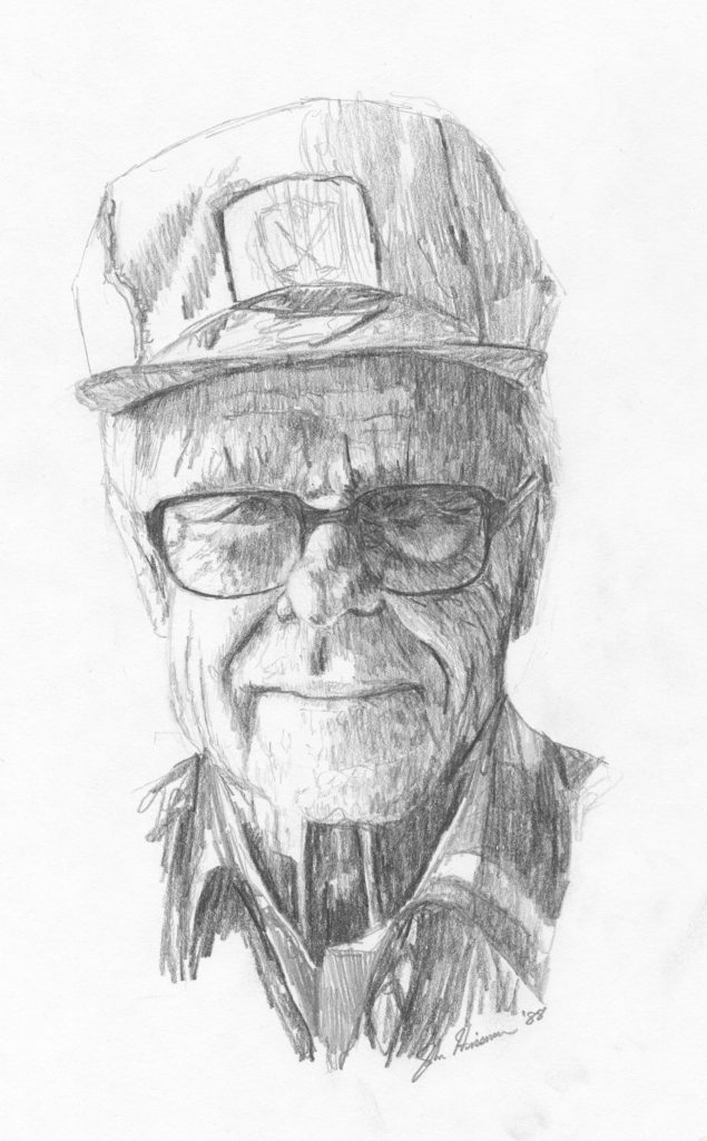 Grandpa, pencil sketch, John Huisman