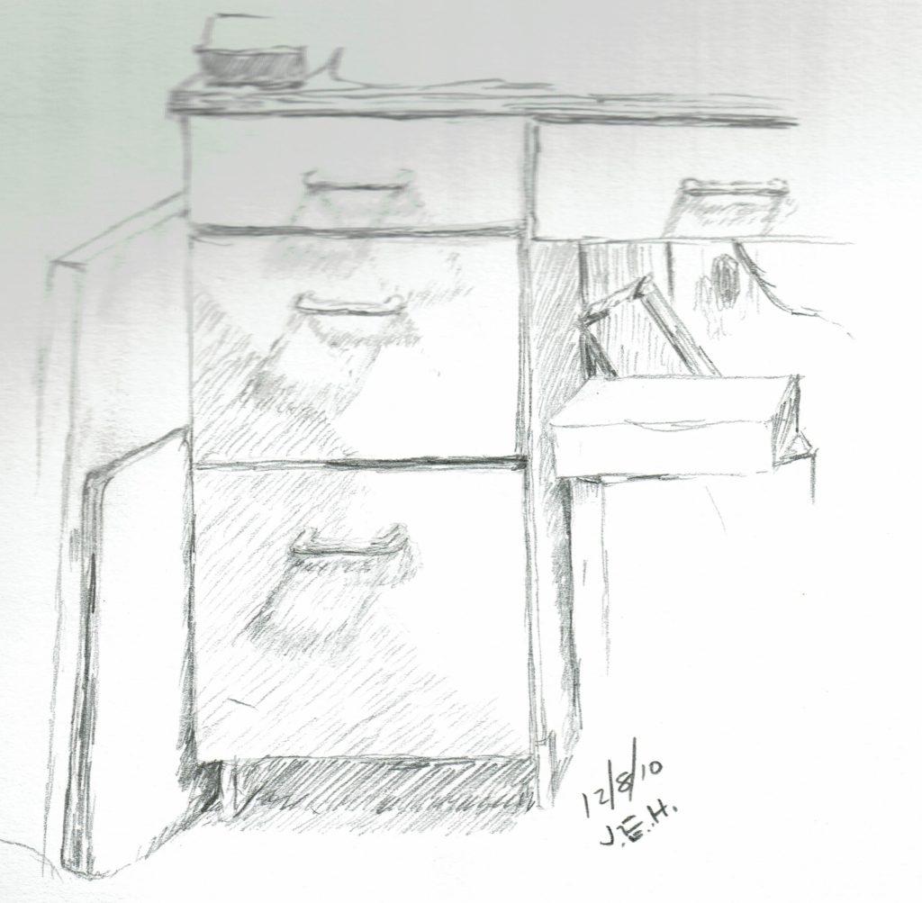 Office Cabinet quick pencil sketch by John Huisman