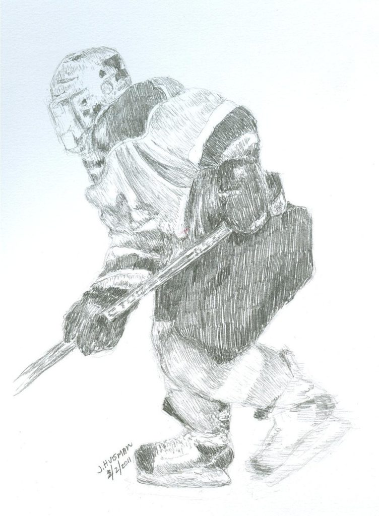 Sketch of a youth peewee hockey player